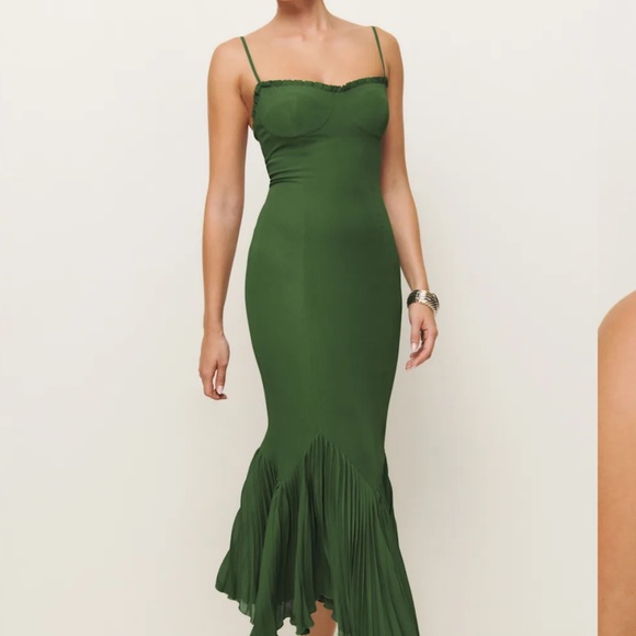 BRAND NEW Reformation Aiko Dress Green - Size 2 - Picture 2 of 11